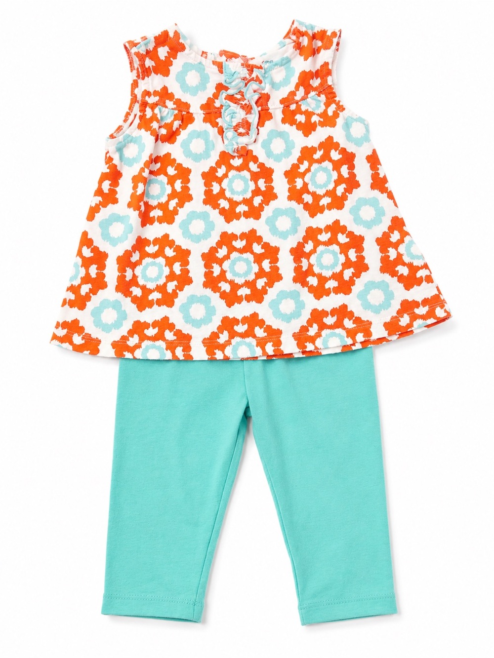 Carter's Orange & Aqua Floral Tank Top with Aqua Leggings Matching Set